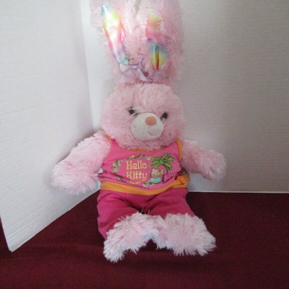 Build-a-Bear pink rabbit Hello Kitty outfit 20" rainbow ears and paws